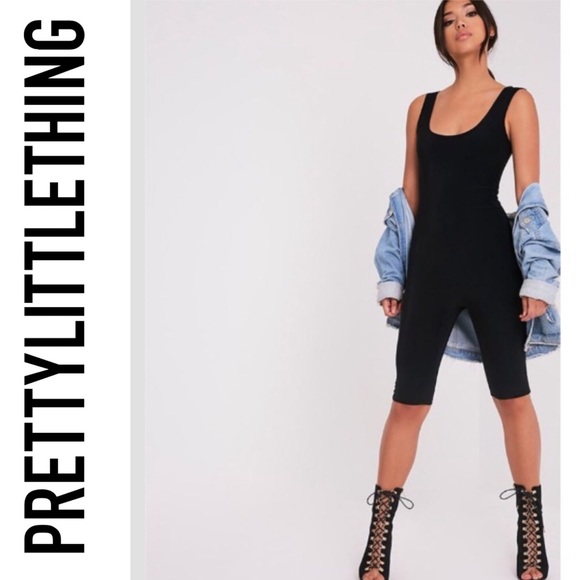 PrettyLittleThing Pants - **SOLD** PrettyLittleThing Black Slinky Unitard